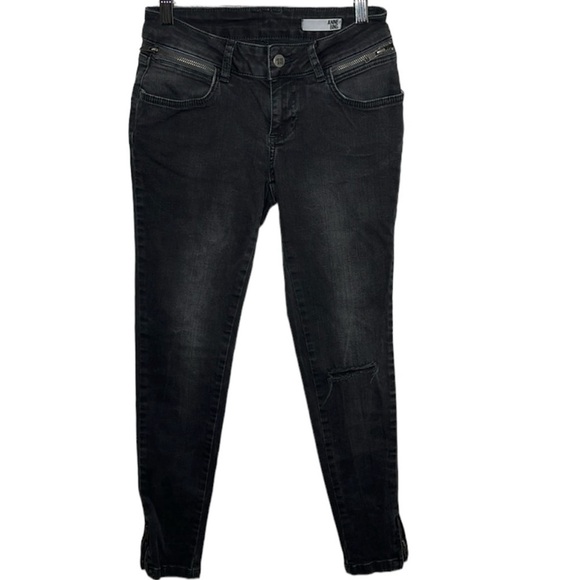 Anine Bing Jax Black Zipper Skinny Ankle Distressed Jeans Women Size 26 - Picture 1 of 8